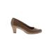 Aerosoles Heels: Slip-on Chunky Heel Work Brown Solid Shoes - Women's Size 7 - Round Toe