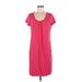 Lands' End Casual Dress - Shift: Pink Solid Dresses - Women's Size Medium