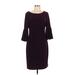 Lauren by Ralph Lauren Casual Dress - Sheath: Burgundy Solid Dresses - Women's Size 10