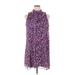 Calvin Klein Casual Dress - Shift High Neck Sleeveless: Purple Floral Dresses - New - Women's Size 14