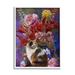 Stupell Industries Az-471-Framed Cat & Flower Chinoiserie Framed On Canvas by Nene Thomas Print Canvas in Indigo/Pink/Red | Wayfair