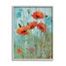 Stupell Industries Az-422-Framed Poppy Meadow On Blue Framed On by Enrico McGarrigle Painting in Blue/Brown | 14 H x 11 W x 1.5 D in | Wayfair