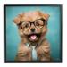 Stupell Industries Dog Portrait Framed On Wood by Roozbeh Print Wood in Brown | 17 H x 17 W x 1.5 D in | Wayfair az-724_fr_17x17