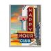 Stupell Industries Az-043-Framed Happy Hour Club Sign On Canvas by Larry Grossman Print Canvas in Blue/Red/Yellow | 30 H x 24 W x 1.5 D in | Wayfair