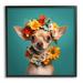 Stupell Industries Az-179-Framed Floral Chihuahua Portrait by Roozbeh Canvas in Blue | 17 H x 17 W x 1.5 D in | Wayfair az-179_fr_17x17