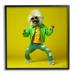 Stupell Industries Az-163-Framed Dancing Dog In Green by Roozbeh Canvas in Yellow | 12 H x 12 W x 1.5 D in | Wayfair az-163_fr_12x12