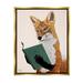 Stupell Industries Ba-339-Floater Wild Fox Reading Book Framed On Canvas by Tara Royle Print Canvas in Orange | 21 H x 17 W x 1.7 D in | Wayfair