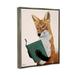 Stupell Industries Ba-339-Floater Wild Fox Reading Book Framed On Canvas by Tara Royle Print Canvas in Orange | 31 H x 25 W x 1.7 D in | Wayfair