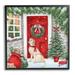 Stupell Industries Ba-800-Framed Dog & Winter Holiday Doorway Framed On by Emma Leach Print in Brown/Green | 12 H x 12 W x 1.5 D in | Wayfair