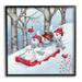 Stupell Industries Happy Snowman Trio Sledding Framed On Wood by Emma Leach Print Wood in Brown/Red | 24 H x 24 W x 1.5 D in | Wayfair