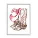 Stupell Industries Pink Glam Cowgirl Boots Framed On Wood by Paul Mathenia Print Wood in Brown/Pink | 14 H x 11 W x 1.5 D in | Wayfair