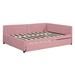 Latitude Run® Full Size Linen Daybed w/ Semi-Enclosed Design Upholstered/Linen in Pink | 27.6 H x 78.9 W x 57.9 D in | Wayfair