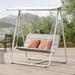 Arlmont & Co. Winon 2 Person Porch Swing w/ Canopy in White | 72.83 H x 71.33 W x 46.57 D in | Wayfair F774F6F3F0CE4B7CBE46BCAD5ACE6D43