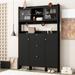 Latitude Run® Contemporary Shoe Cabinet w/ Open Storage Platform, Versatile Tall Cabinet w/ 4 Hanging Hooks For Hallway Manufactured | Wayfair