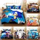 Draps de lit College Sonic Cartoon Animation housses de couette ensemble de 3 pièces pour une