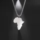 EUEAVAN Hip Hop Africa African Map Pendant Necklace Stainless Steel Box Chain Necklaces Vintage