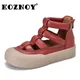 Koznoy-Mocassins respirants mi-mollet en cuir véritable pour femmes bottes de créateurs chaussures