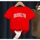 Brooklyn 1898 New York Cute Boy Girl T-shirts Children Letter Clothes Baby Red Harajuku T-shirts