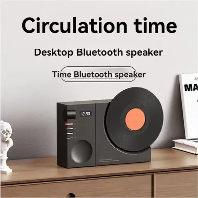 Portable Bluetooth 5.3 Speaker Creative Desktop High-Definition Sound Quality INS Retro Subwoofer Outdoor Wireless Clock Speaker