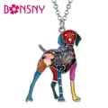 Bonsny Enamel Alloy Floral Doberman Dog Necklace Pendant Chain Choker Animal Jewelry For Women Girls