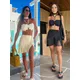 New Tassel Women Two Piece Bikini Set Lace Halter Bra Tassel Irregular Mini Dress Suit Fashion