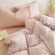 Simple Pink Stripe Bedding Set Washed Cotton Bed Flat Sheet Pillowcase Full Queen Bed Linen Adult