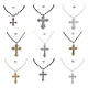 Q0KE Vintage Big Crosses Pendant Necklace Gothic Pearl Beaded Necklace Goth Jewelry