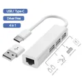 4 in 1 USB Type C to RJ45 Lan Network Card USB2.0 Ethernet Card Hub Splitter Adapter 10GBit/s for
