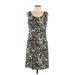 Connected Apparel Casual Dress - A-Line: Green Floral Motif Dresses - Women's Size 10