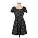 Say What? Casual Dress - Party Scoop Neck Short sleeves: Black Print Dresses - Women's Size X-Small