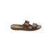 Sandals: Slide Stacked Heel Casual Brown Solid Shoes - Women's Size 8 - Open Toe