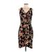 White House Black Market Casual Dress - Sheath V Neck Sleeveless: Black Print Dresses - Women's Size 6