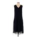 DKNY Casual Dress - DropWaist V Neck Sleeveless: Black Print Dresses - Women's Size 2