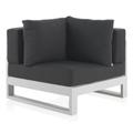 Fauteuil angle en aluminium blanc avec coussins couleur noire