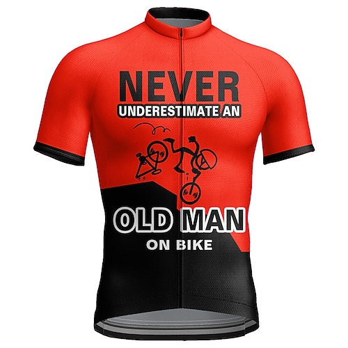 Herren Radtrikot Grafik Buchstaben Zahlen Kurzarm Fahhrad Trikot Oberteil mit 3 Gesäßtaschen Mountainbike MTB Straßenradsport Schnelltrocknend Reflektierende Streifen Rückentasche Image