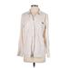 CALVIN KLEIN JEANS Long Sleeve Button Down Shirt: Ivory Tops - Women's Size Small