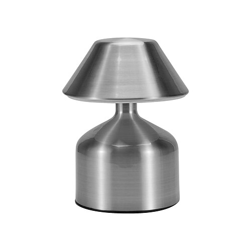 5,5 pilzförmige Tischlampe aus Metall, wiederaufladbar mit 3-Farben-Dimmung, Schreibtischlampe für den Innenbereich, Schlafzimmer, Wohnzimmer, Atmosphäre Image