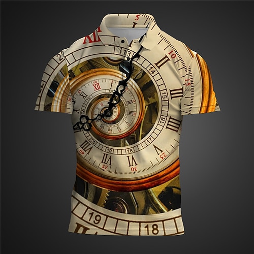 Herren Grafik Poloshirts Golfshirt Kurzarm Polo-Shirts Hemden mit Kragen Lässig Urlaubskleidung Rave-Kleidung Party-Outfits Knöpfe 3D-Druck Sommer Blau Khaki Image