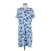 Banana Republic Factory Store Casual Dress - Mini High Neck Short sleeves: Blue Print Dresses - Women's Size Small