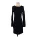 Express Casual Dress - Bodycon Crew Neck Long Sleeve: Black Solid Dresses - Women's Size Small