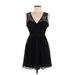 Forever 21 Casual Dress - A-Line V-Neck Sleeveless: Black Print Dresses - Women's Size Medium
