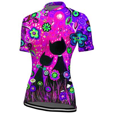 Women's Cycling Jersey Graphic Floral Botanical Short Sleeve Bike Jersey Top with 3 Rear Pockets Mountain Bike MTB Road Bike Cycling Quick Dry Reflective Strips Back Pocket Moisture Wicking Sports