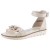 Riemchensandale MARCO TOZZI, Damen, Gr. 42, beige (creme), Lederimitat, modisch, Schuhe, Keilabsatz, Sommerschuh, Sandalette, mit Zierkette Ton in Ton