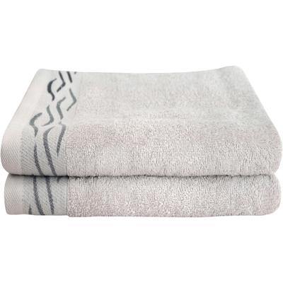 Handtuch DYCKHOFF "Wave", silber, B:50cm L:100cm, Frottier, Baumwolle, Handtücher (Packung), mit Jacquard-Bordüre Image
