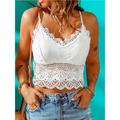 Tank Women's White Plain Lace Cropped Street Daily Fashion Spaghetti Strap Regular Fit S