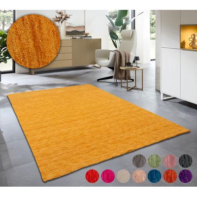 Wollteppich MY HOME "Karchau", gold, B:170cm H:13mm L:240cm, Schurwolle, Teppiche, Handweb Teppich, meliert, reine Wolle, handgewebt, brilliante Farben Image