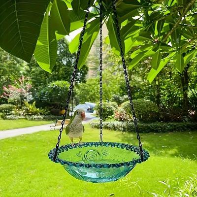 Plastic Hanging Bird Feeder and Birdbath - No Electricity Required, Wireless Outdoor Garden Decor for Yard and Farm - Hummingbird Friendly