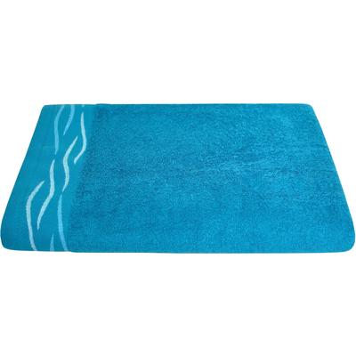 Duschtuch DYCKHOFF "Wave", blau (petrol), B:70cm L:140cm, Frottier, Baumwolle, Handtücher (Packung), mit Jacquard-Bordüre Image