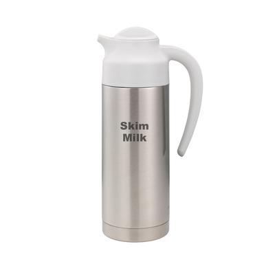Service Ideas S2SN100SMETWHT SteelVac 1 liter Vacuum Creamer Carafe w/ Screw On Lid & Stainless Liner - Brushed Stainless, Silver