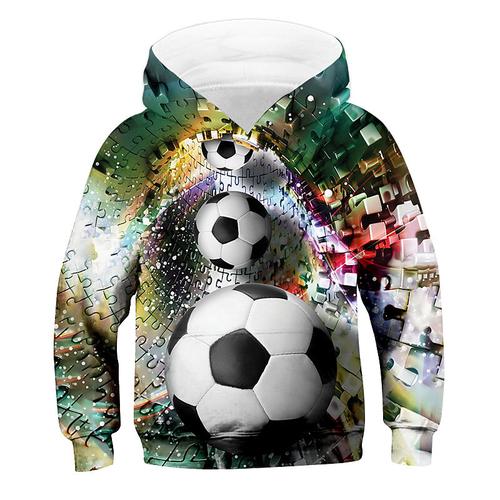Boys 3D Football Hoodie Long Sleeve 3D Print Active Sports Streetwear Polyester Kids 3-12 Years Daily